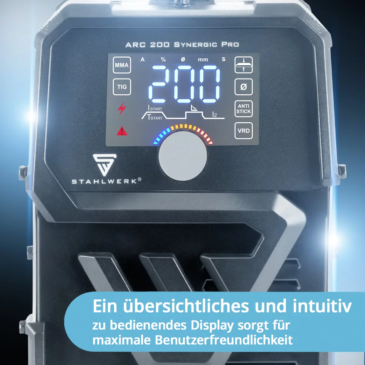STAHLWERK ARC 200 Synergic Pro Elektroden-Schweißgerät, vollsynergischer MMA | E-Hand | Lift-TIG Inverter mit 200 Ampere und IGBT Technologie - Image 7