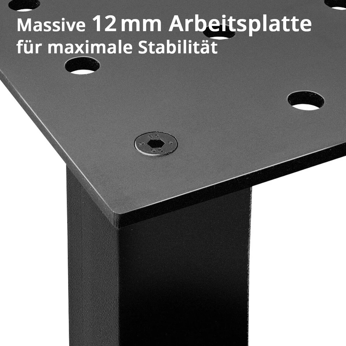 STAHLWERK Schweißtisch Montagetisch DIY-Bausatz mit massiver 12 mm Arbeitsplatte hochbelastbarer S355 Stahl, pulverbeschichtete Beine, nivellierbare Edelstahlfüße, Tragkraft bis 1,5 t - Image 5