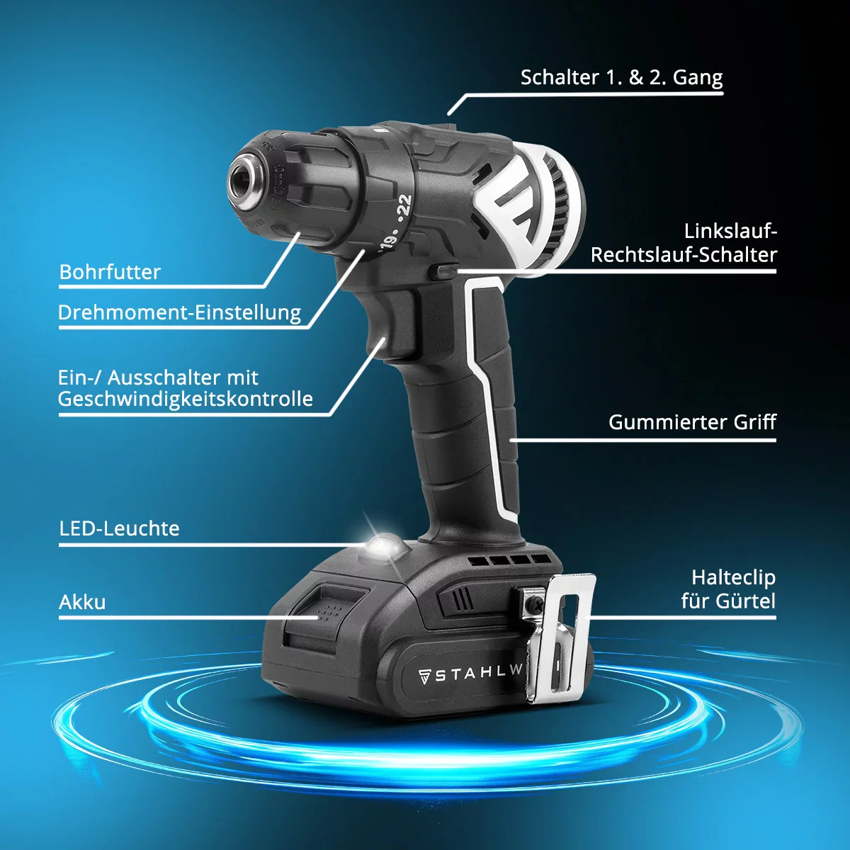 STAHLWERK Akkuschrauber ABS-18 ST mit 18 Volt und Brushless-Technologie, Akku Bohrschrauber | Akku Bohrer | Bohrmaschine | Akku Werkzeug Set inklusive Akku, Aufladegerät und Transportkoffer - Image 6