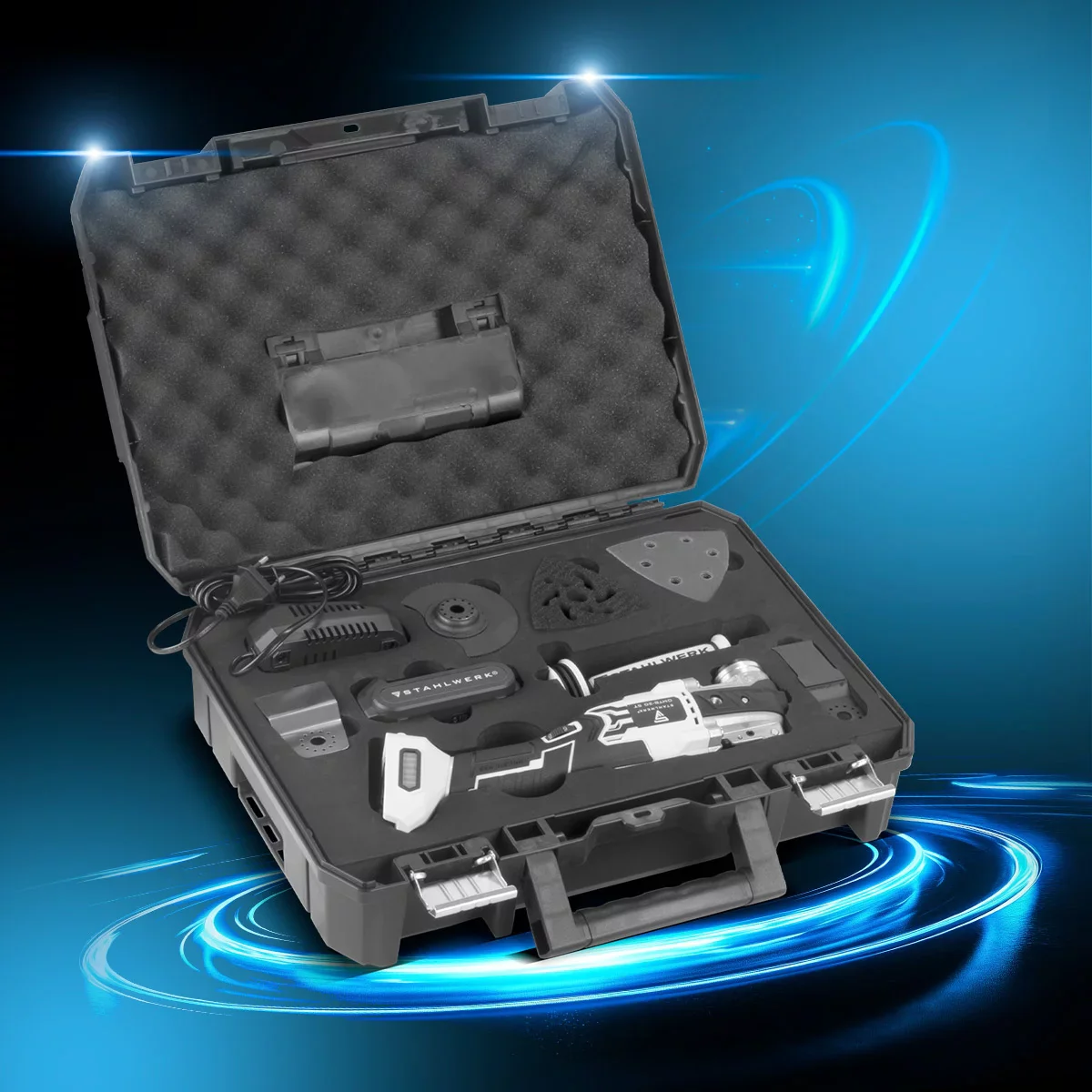 STAHLWERK Oszillierendes Akku Multifunktionswerkzeug OMTB-20 ST mit 900 Watt, 10.500-20.000 U/min und 20 V Akku-System, Deltaschleifer / Oszillationswerkzeug / Multicutter mit Brushless Technologie - Image 4