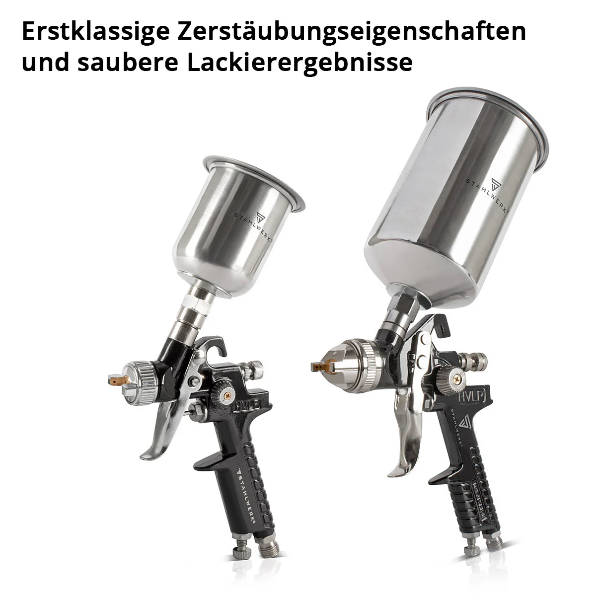 STAHLWERK HVLP Lackierpistolen Set SGS-1125 ST 21 Teile mit 3 Druckluft Lackierpistolen, 0,8 / 1,4 / 1,7 mm Düsensatz, 3 Fließbechern, Luftdruckregler, Aluminium-Koffer uvm Professioneller Lackiersatz / Spritzpistole / Sprühpistole / Spraypistole - Image 3