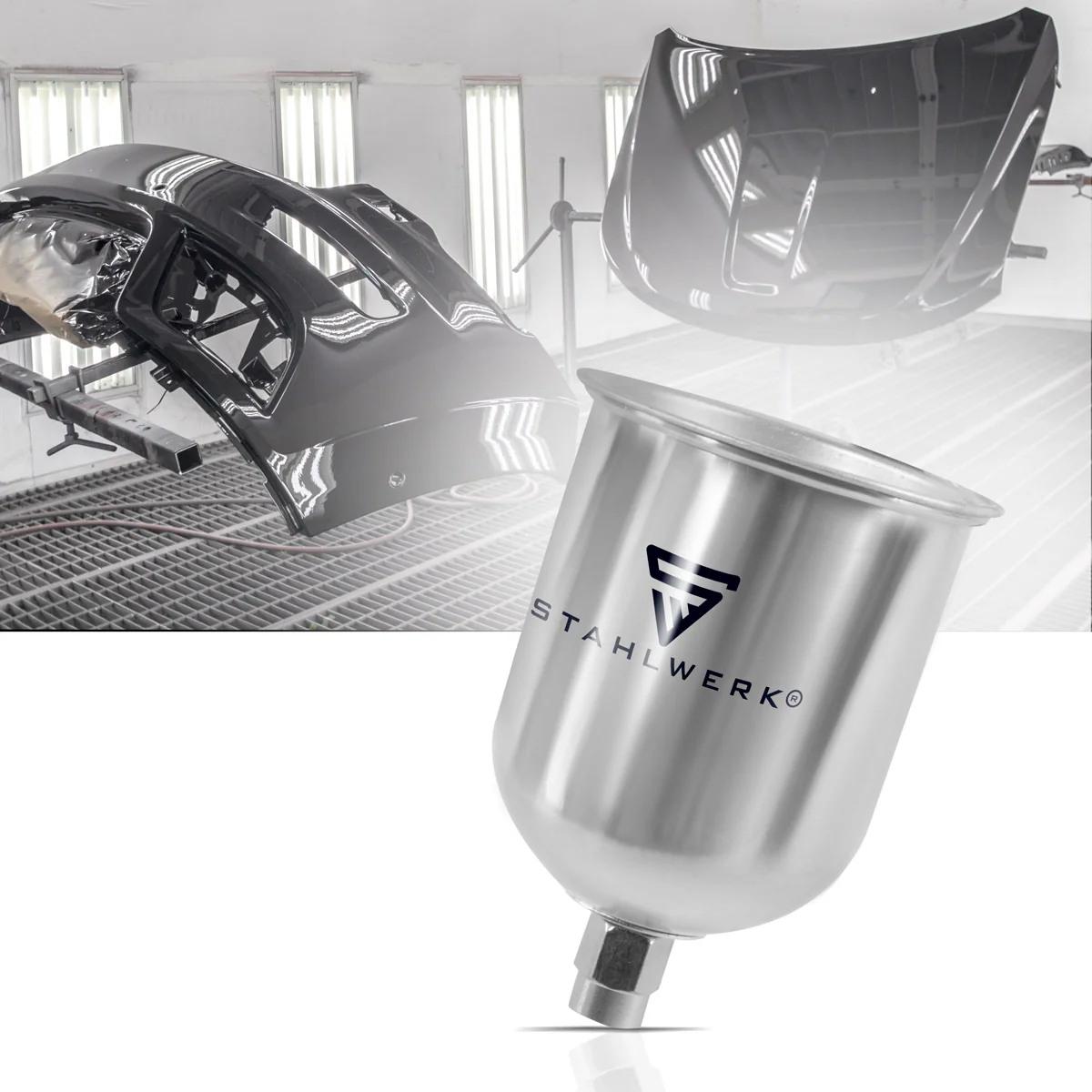 STAHLWERK Alu Lackbecher / Fließbecher 600 ml Farbbecher für Lackierpistole / Spritzpistole / Sprühpistole / Spraypistole - Image 7