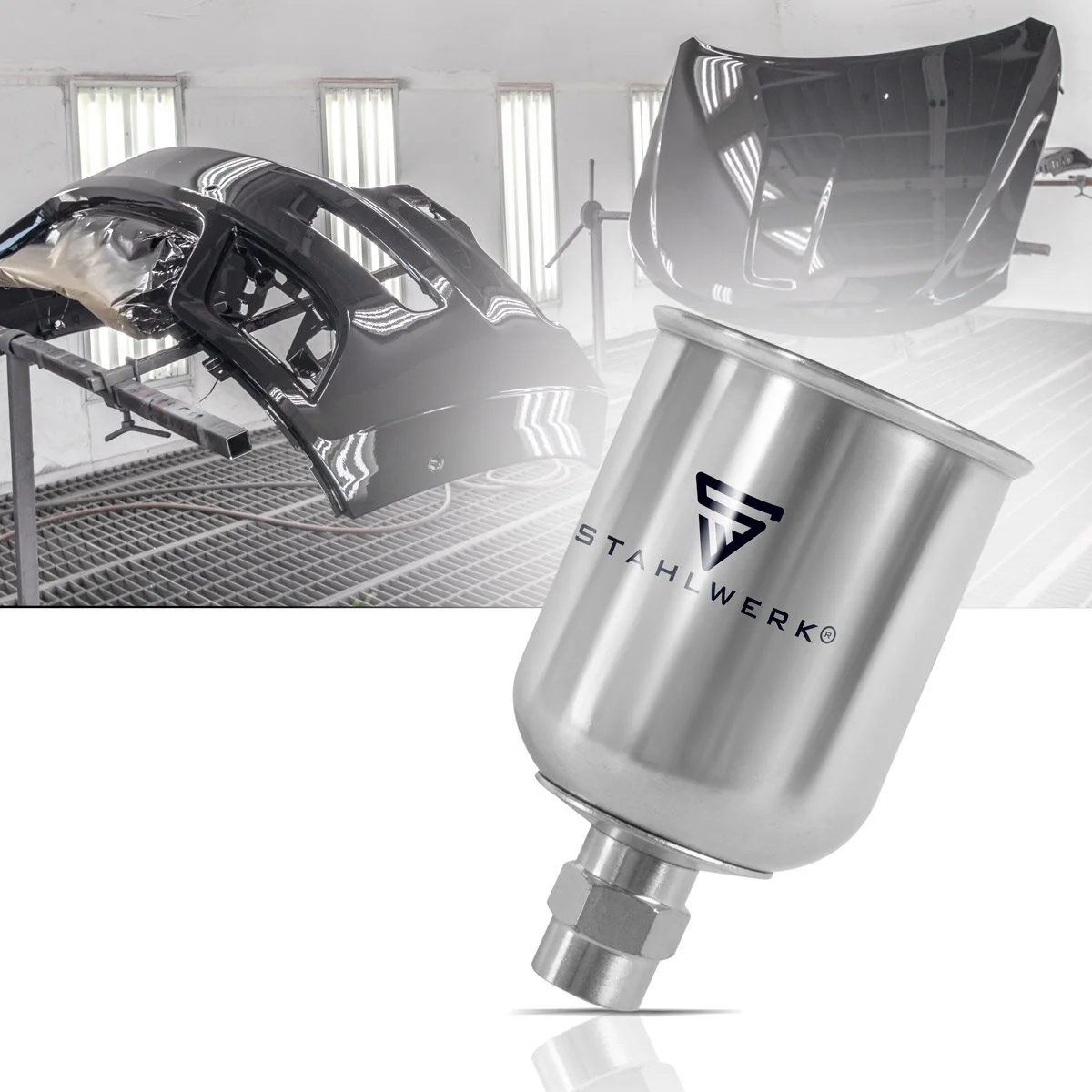 STAHLWERK Alu Lackbecher / Fließbecher 125 ml Farbbecher für Lackierpistole / Spritzpistole / Sprühpistole / Spraypistole - Image 8