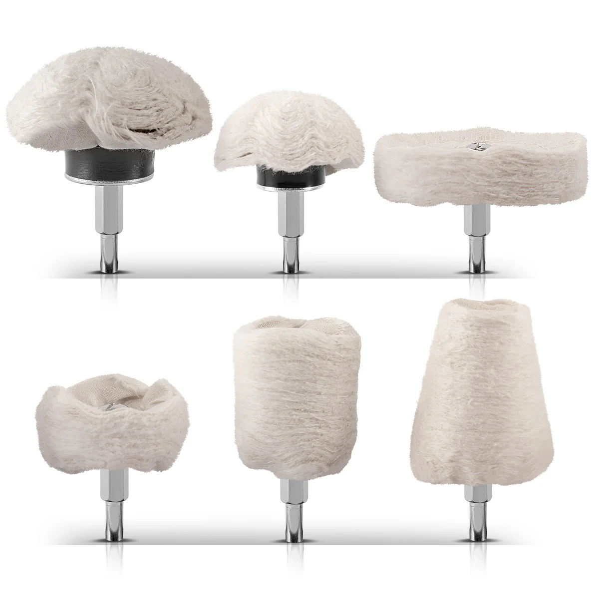 STAHLWERK 6er Set Universal-Polierköpfe PS-6 ST für Akku- und Elektrobohrer aus hochwertigem Flanell für Polierarbeiten an Metall, Stein, Holz, Glas und Kunststoff - Image 3