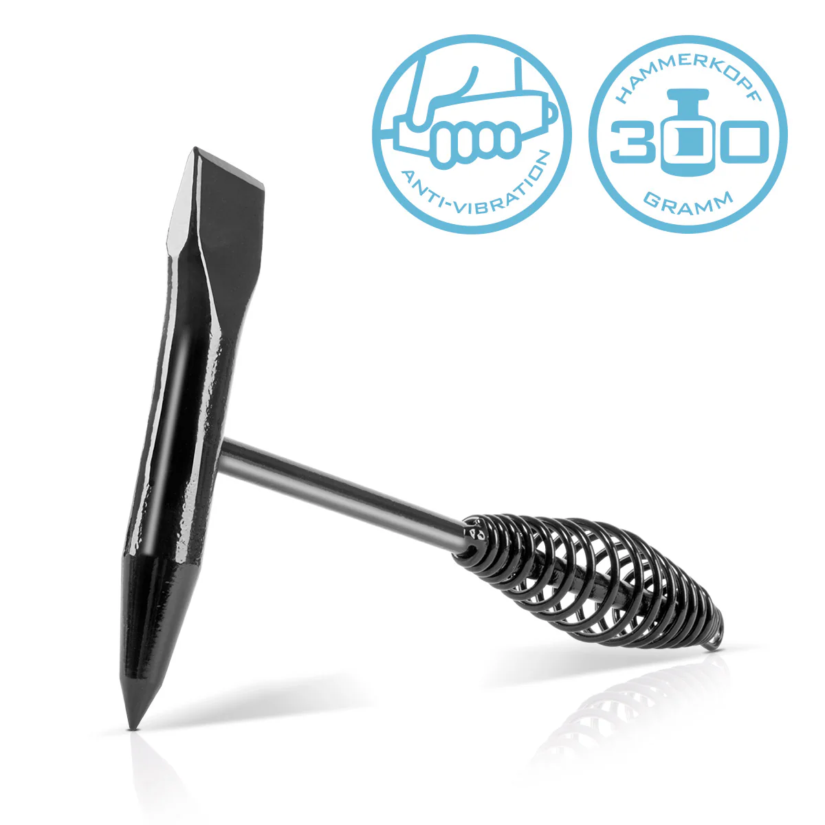 STAHLWERK Schlackehammer / Schweißerhammer 300 g robuster Schlackenhammer aus Stahl, Spitz- und Flachmeißel mit vibrationshemmendem Griff - Image 4