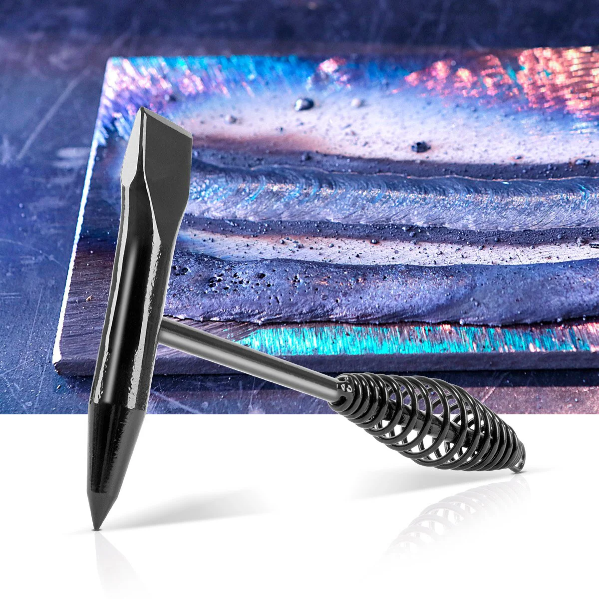 STAHLWERK Schlackehammer / Schweißerhammer 300 g robuster Schlackenhammer aus Stahl, Spitz- und Flachmeißel mit vibrationshemmendem Griff - Image 6