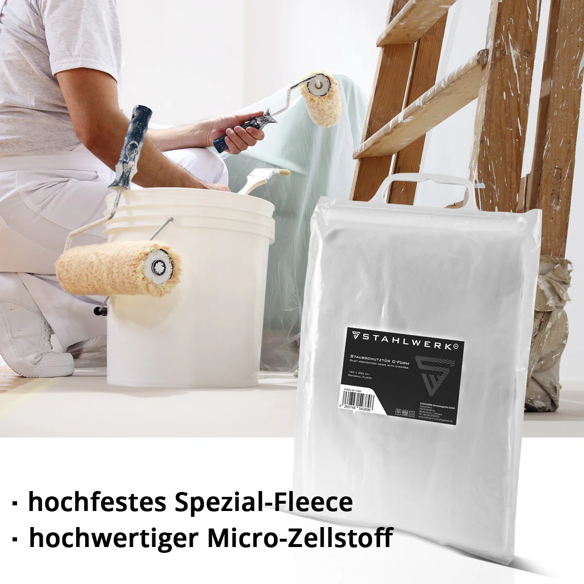 STAHLWERK Staubschutztür C-Form / Staubtür / Schmutzschleuse / Staubvorhang mit integriertem Reißverschluss - Image 7