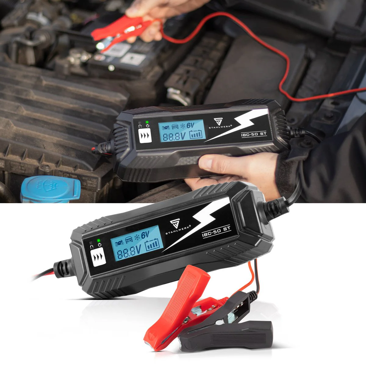 STAHLWERK Batterieladegerät IBC-50 ST mit Mikroprozessor und 4 Lademodi für 6V/12V AGM, VRLA, MF, SLA und GEL-Batterien | Intelligentes Ladegerät für Auto und Motorrad - Image 8