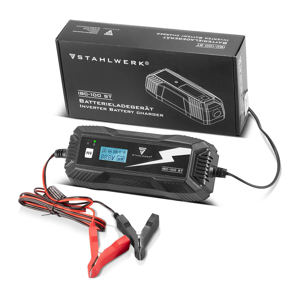 STAHLWERK Batterieladegerät IBC-100 ST mit Mikroprozessor und 10 Lademodi für 12V/24V AGM, VRLA, MF, SLA und GEL-Batterien | Intelligentes Ladegerät für Auto und Motorrad - Image 3