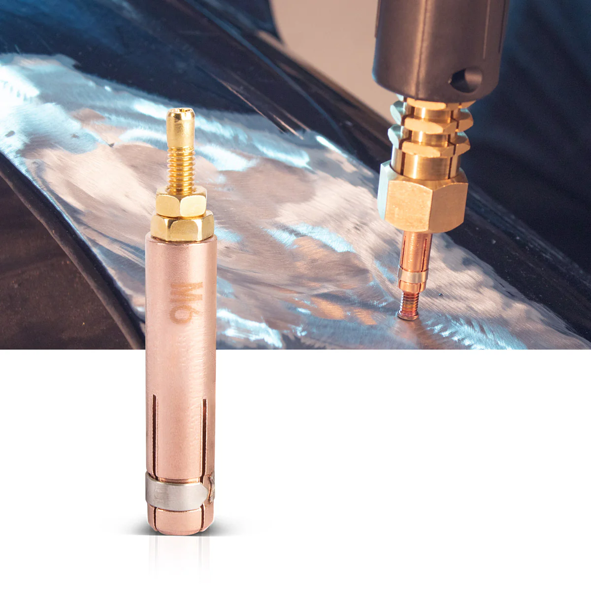 STAHLWERK Punktschweißelektrode mit M6 Gewinde für Anschweißbolzen, Smart Repair Zubehör für Ausbeulspotter / Dellenlifter / Punktschweißgerät / Ausbeulwerkzeug zur Reparatur von Kfz Karosserien - Image 5