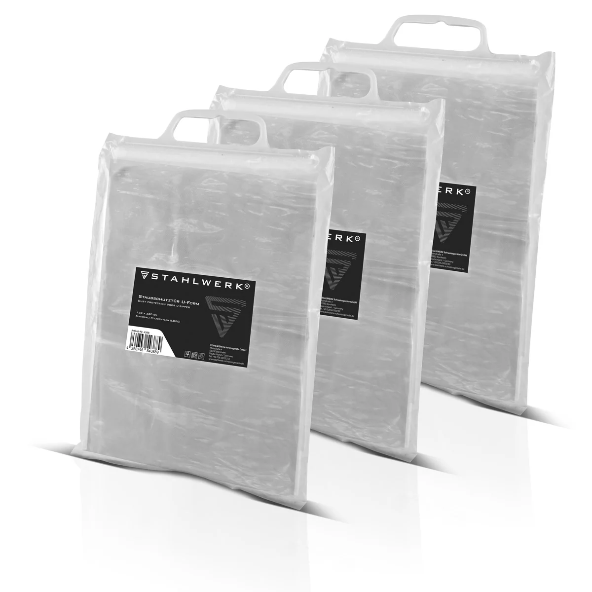 STAHLWERK Staubschutztür 3er Set U-Form Staubtür / Schmutzschleuse / Staubvorhang mit integriertem Reißverschluss - Image 3
