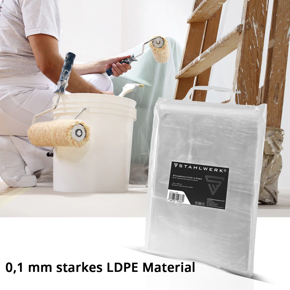 STAHLWERK Staubschutztür 3er Set U-Form Staubtür / Schmutzschleuse / Staubvorhang mit integriertem Reißverschluss - Image 5