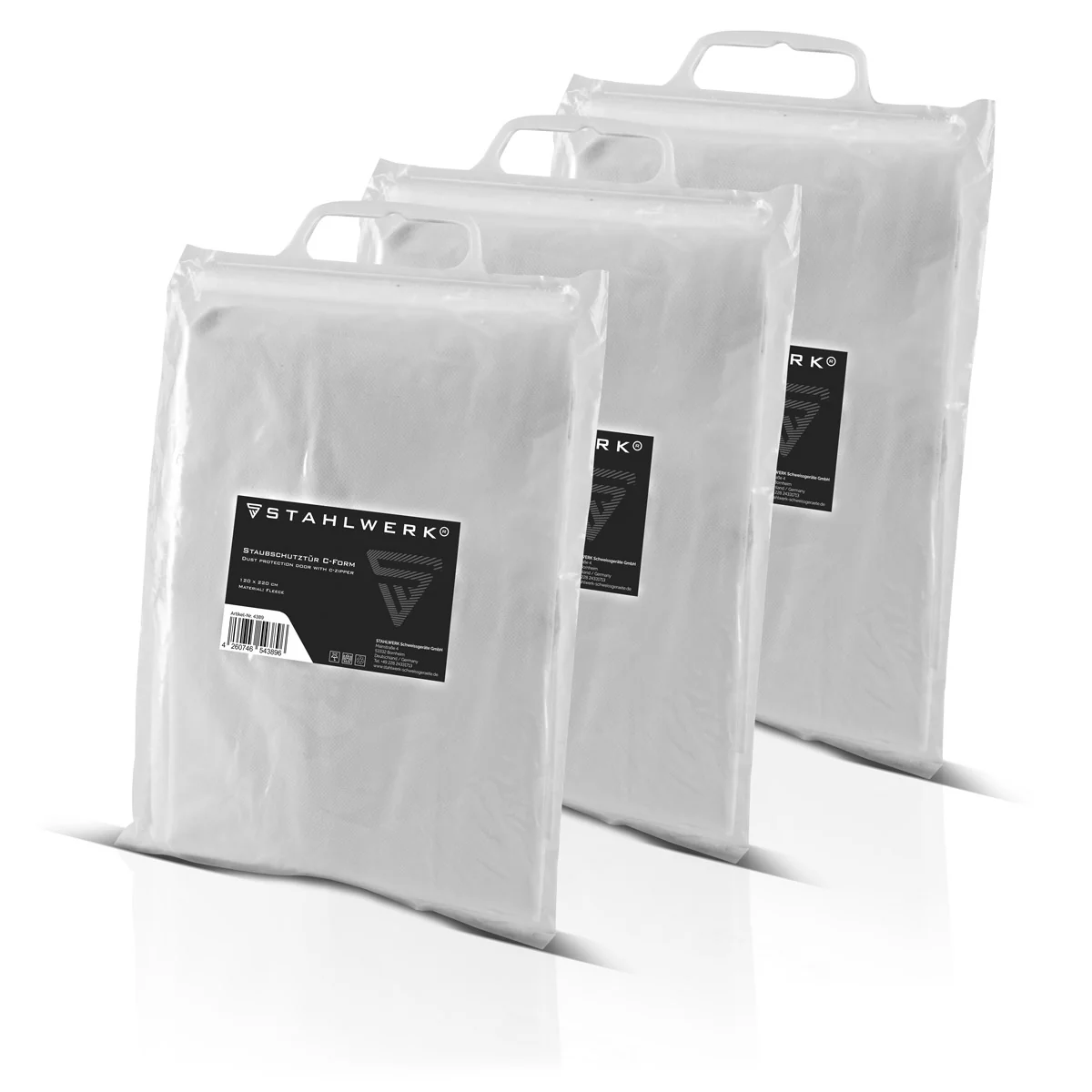 STAHLWERK Staubschutztür 3er Set C-Form Staubtür / Schmutzschleuse / Staubvorhang mit integriertem Reißverschluss - Image 3