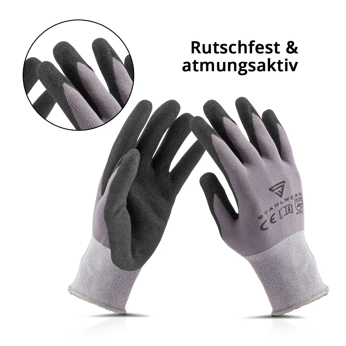STAHLWERK Arbeits- und Montagehandschuhe Größe XL 10er Pack / Schutzkleidung / robust und strapazierfähig aus Nitrilkautschuk - Image 4