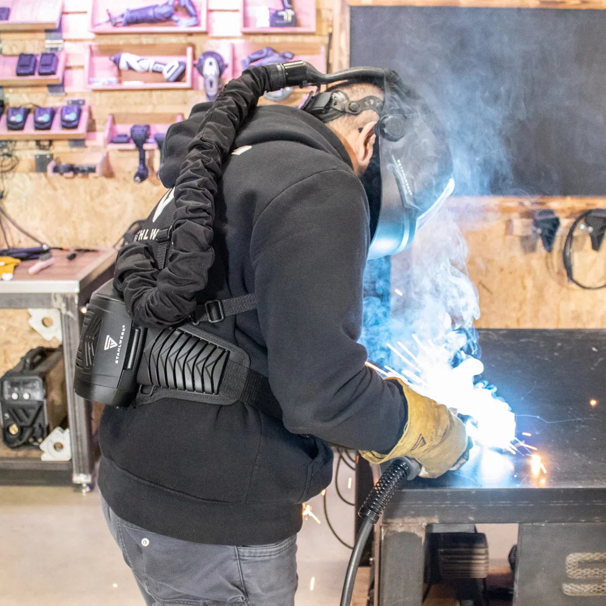 STAHLWERK 3-in-1 Automatik-Schweißhelm BOOSTER AIR | Schweißhelm mit Frischluftzufuhr | PAPR-System | True-Colour-Farbwiedergabe | Jobspeicher | Abdunkelung DIN 4 bis DIN 13 | Optische Klasse 1/1/1/2 - Image 14