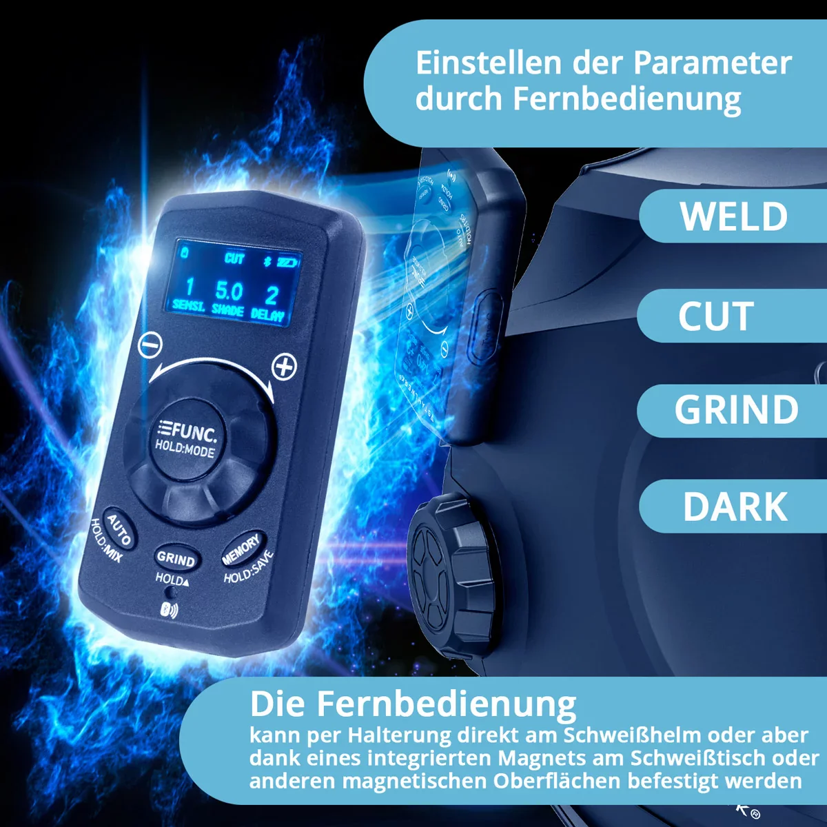 STAHLWERK 3-in-1 Automatik-Schweißhelm MASTER AIR | Schweißhelm mit Frischluftzufuhr | Bluetooth-Fernsteuerung | True-Colour-Farbwiedergabe | Abdunkelung DIN 4 bis DIN 14 | Optische Klasse 1/1/1/1 - Image 7