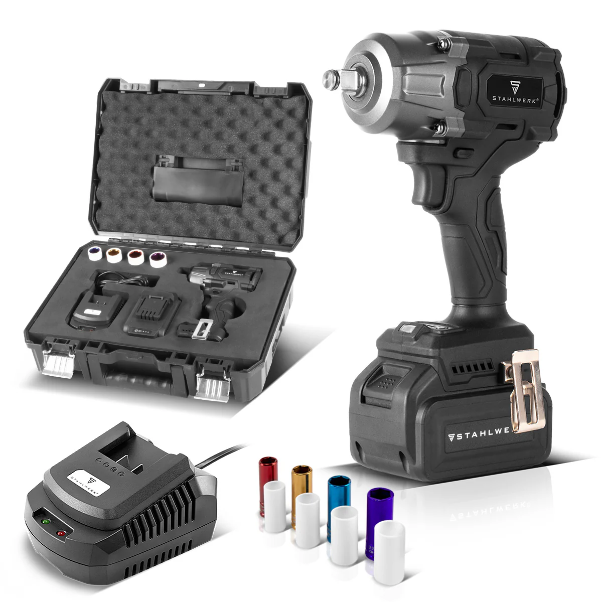 STAHLWERK Akku-Drehschlagschrauber ADS-880 ST | 20 Volt-System | Brushless-Technologie | Akku-Schlagschrauber mit 880 Nm | ½“ Zoll Aufnahme | Inklusive 4 Schonnüsse 17-22 mm | Akku und Ladegerät - Image 3