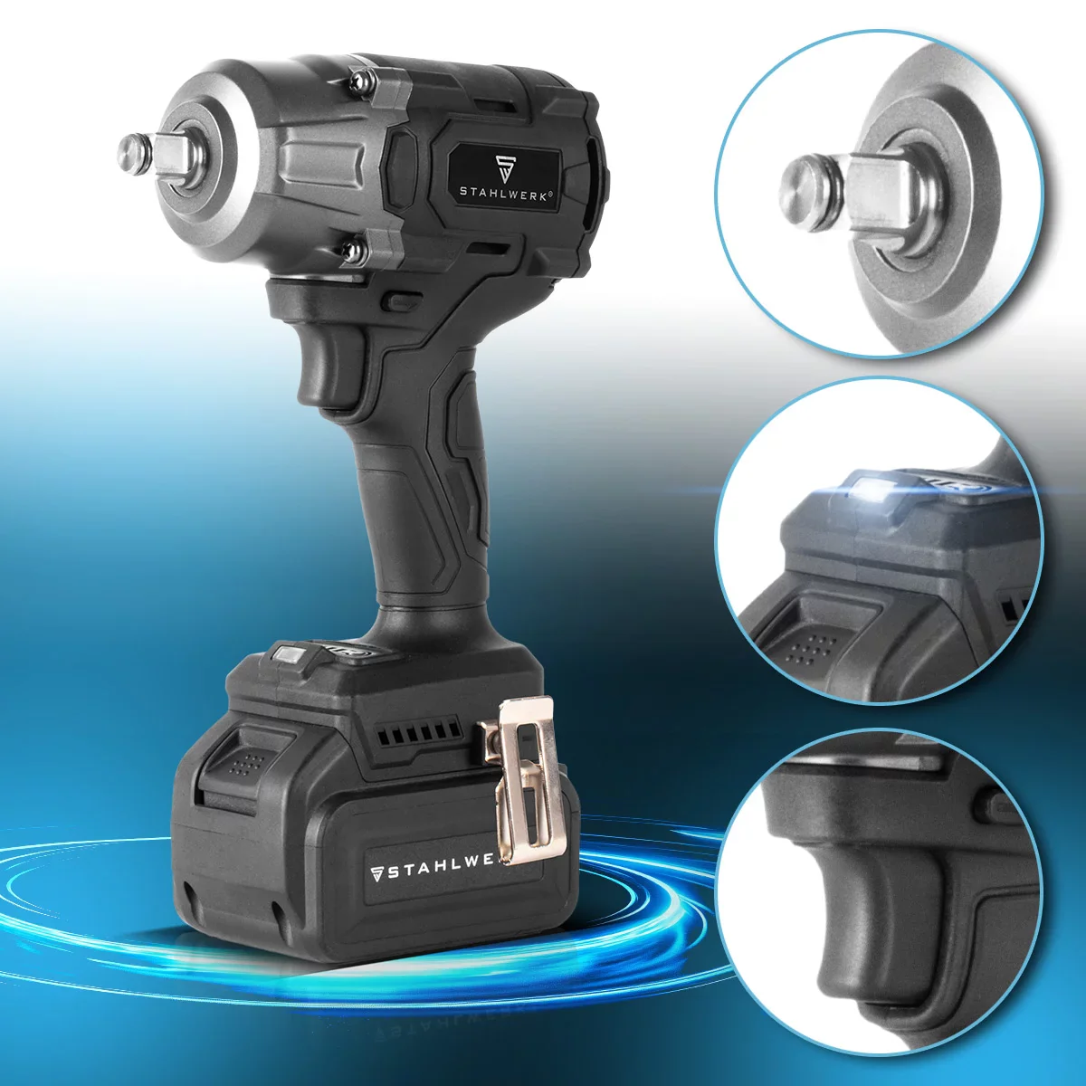 STAHLWERK Akku-Drehschlagschrauber ADS-880 ST | 20 Volt-System | Brushless-Technologie | Akku-Schlagschrauber mit 880 Nm | ½“ Zoll Aufnahme | Inklusive 4 Schonnüsse 17-22 mm | Akku und Ladegerät - Image 8