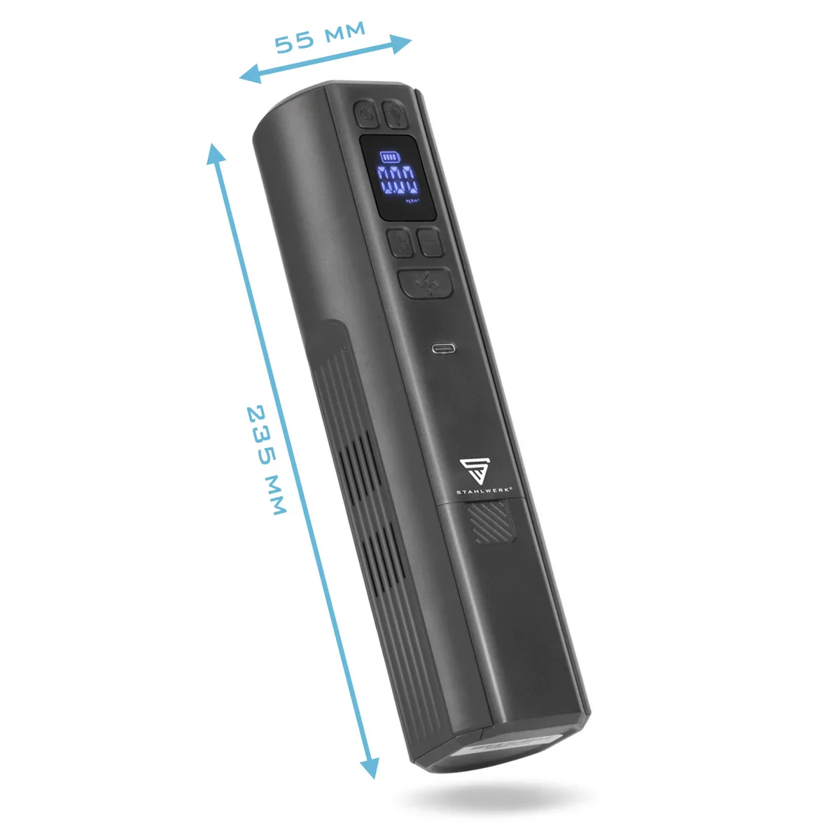 STAHLWERK Akku-Kompressor HF-800 ST | Reifenkompressor mit 4.000 mAh Lithium-Akku | 80 W Leistung, max. 4,2 bar | Digitaldisplay mit psi/bar/kg/cm² | Automatik-Abschaltung | LED-Arbeitslicht - Image 9