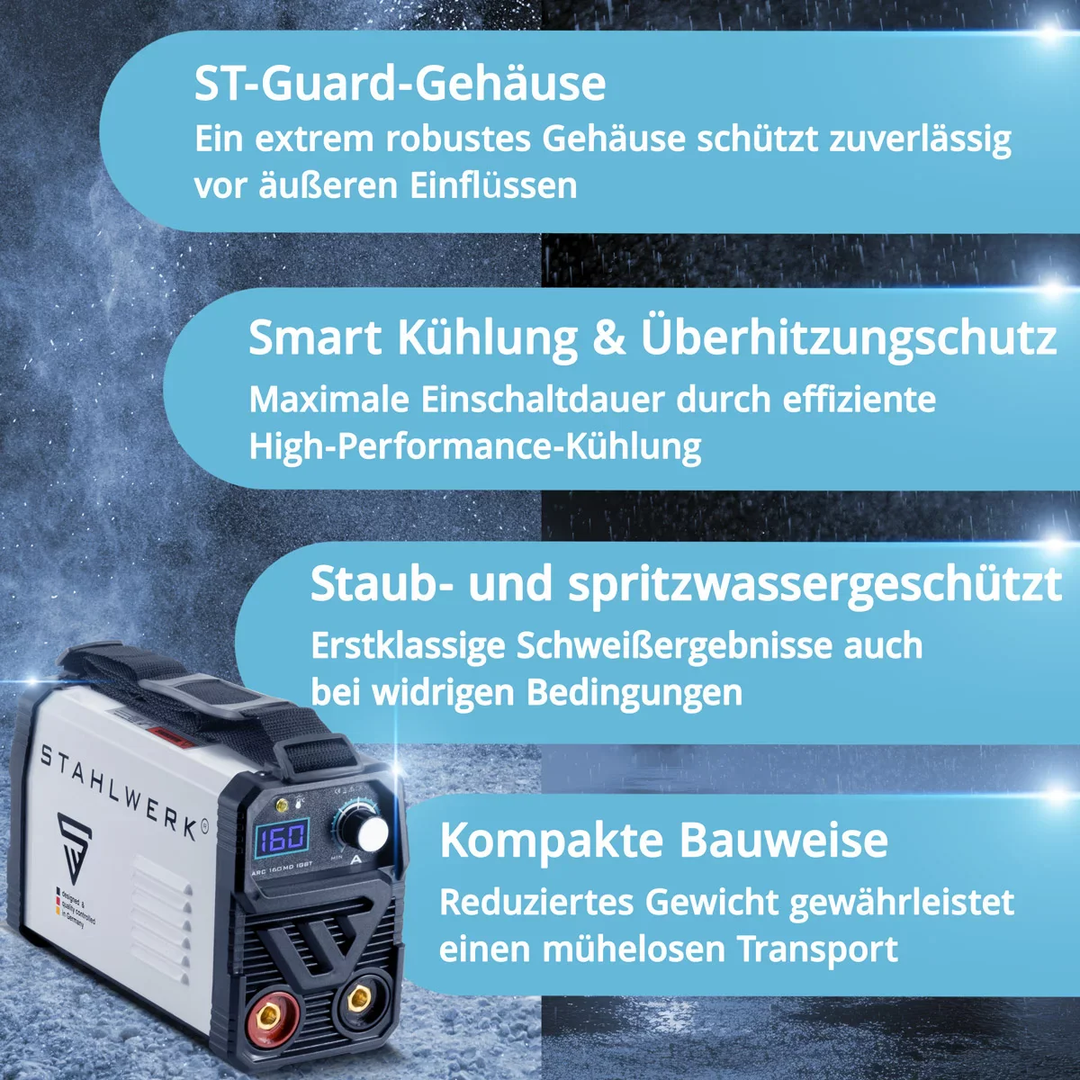 STAHLWERK ARC 160 MD Schweißgerät - DC MMA | E-Hand | Lift-TIG Inverter mit 160 Ampere, IGBT Technologie und Single-Board, 7 Jahre Hersteller-Garantie - Image 7