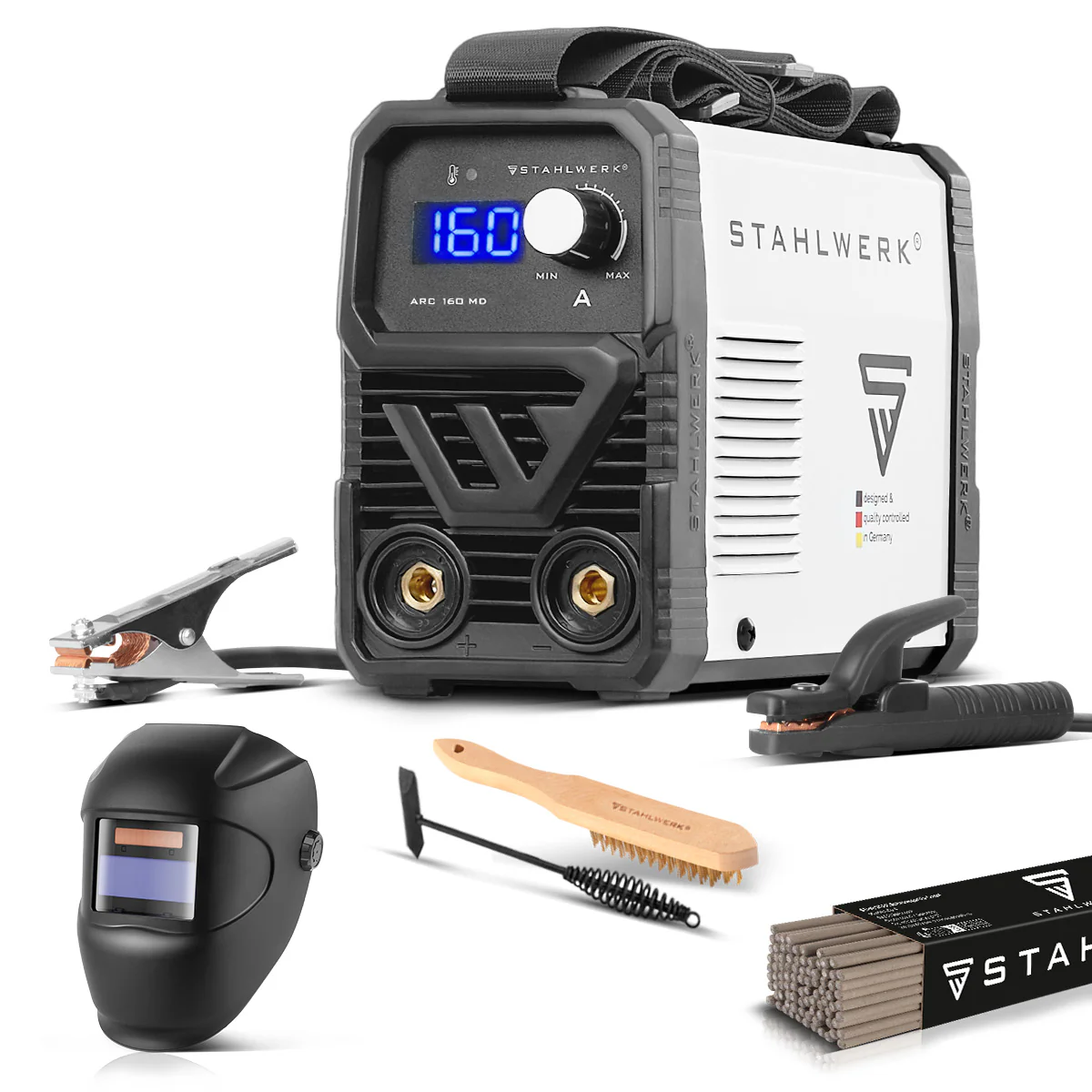 STAHLWERK ARC 160 MD Vollausstattung Elektroden-Schweißgerät - DC MMA, E-Hand, Lift-TIG Welder | Stufenlos regelbar | Echte 160 Ampere | Sehr kompakt und leicht | Hot-Start, Anti-Stick, Smart-Kühlung | IGBT-Technologie - Image 3