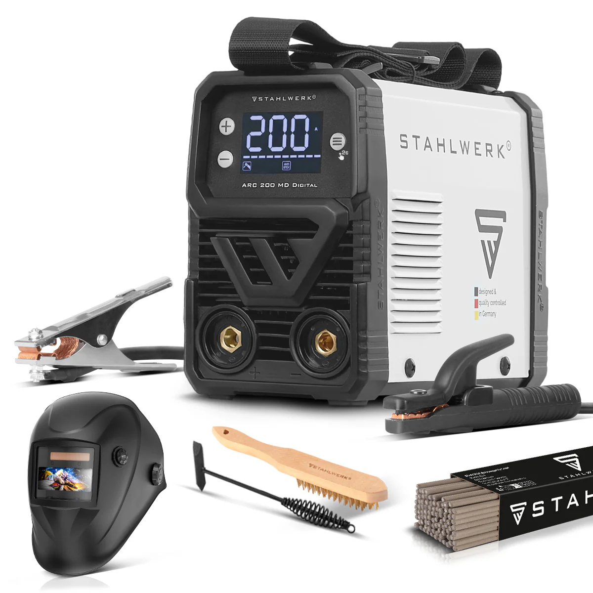 STAHLWERK ARC 200 MD Digital Elektroden-Schweißgerät DC Vollausstattung MMA / E-Hand, Lift-TIG | Echte 200 Ampere | Digital-Display mit Menü | Hotstart, Anti-Stick, ARC-Force, VRD | Smart-Kühlung | IGBT-Technologie - Image 3