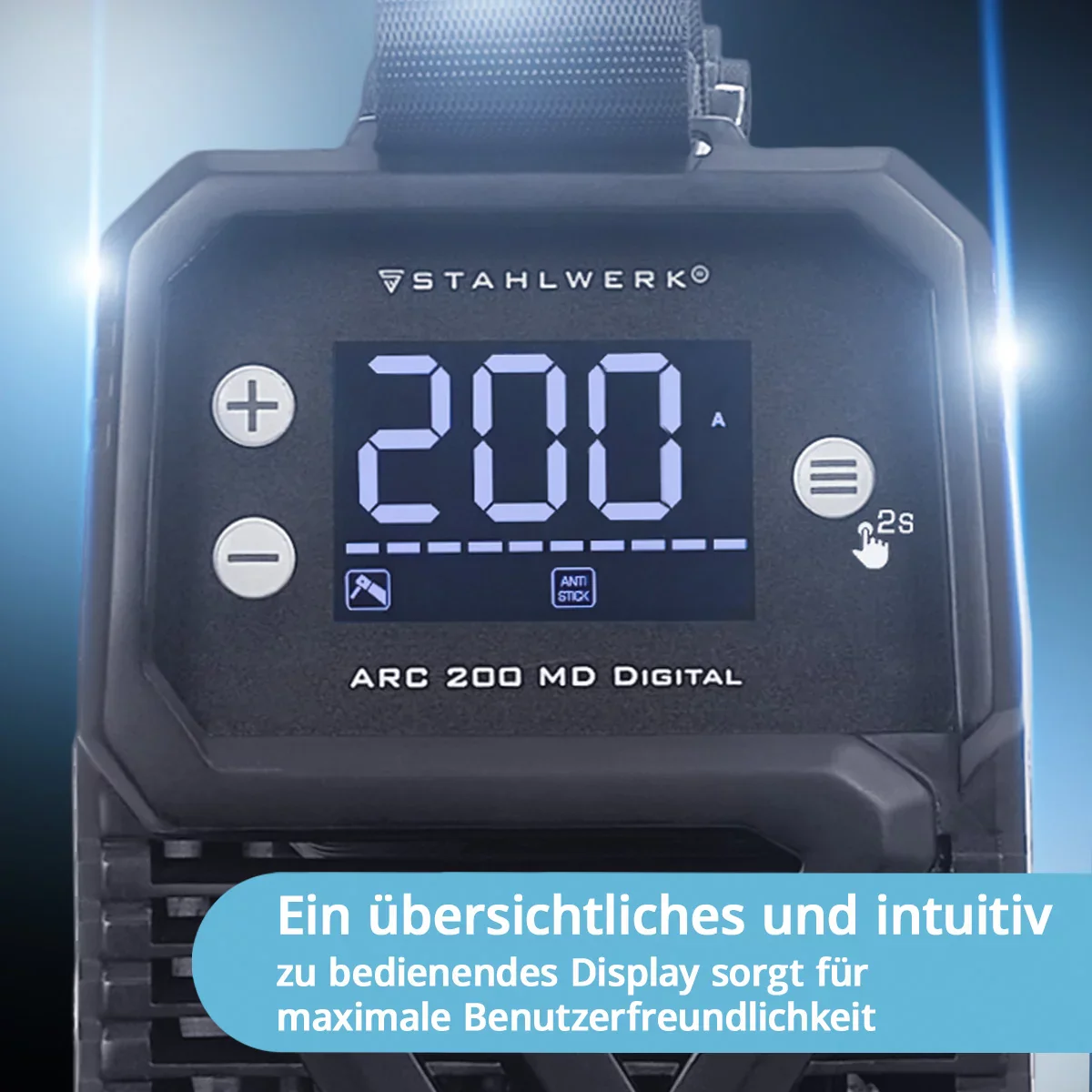 STAHLWERK ARC 200 MD Digital Elektroden-Schweißgerät DC Vollausstattung MMA / E-Hand, Lift-TIG | Echte 200 Ampere | Digital-Display mit Menü | Hotstart, Anti-Stick, ARC-Force, VRD | Smart-Kühlung | IGBT-Technologie - Image 4