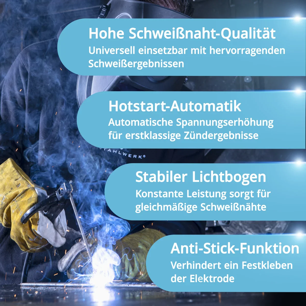 STAHLWERK ARC 200 Puls Pro Elektroden-Schweißgerät, kompakter MMA | E-Hand | Lift-TIG Inverter mit 200 Ampere, IGBT Technologie und Puls-Funktion - Image 6