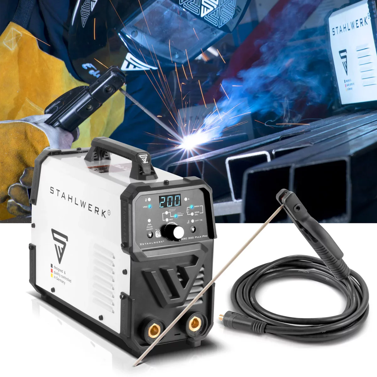STAHLWERK ARC 200 Puls Pro Vollausstattung Elektroden-Schweißgerät, kompakter MMA | E-Hand | Lift-TIG Inverter mit 200 Ampere, IGBT Technologie und Puls-Funktion - Image 12