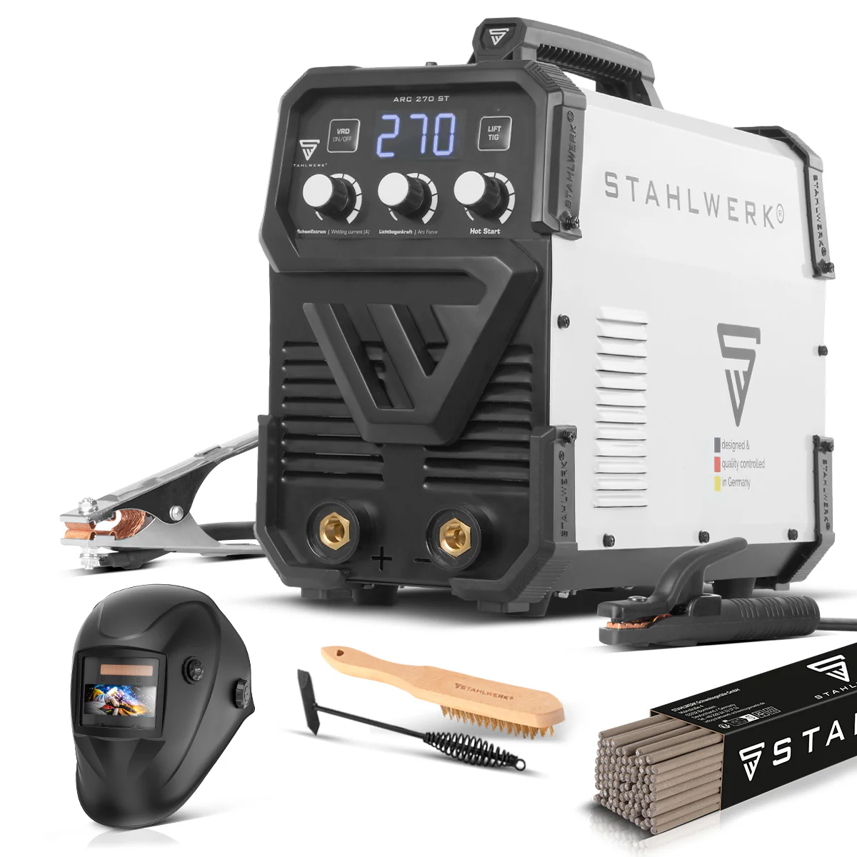 STAHLWERK ARC 270 ST Vollausstattung IGBT- Schweißgerät DC MMA / E-Hand Welder, Lift-TIG Funktion mit echten 270 Ampere sehr kompakt, 400V, weiß - Image 3