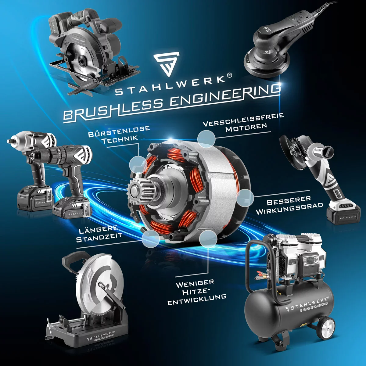 STAHLWERK Brushless Akku-Säbelsäge BRS-20 ST Reciprosäge / Stichsäge / Universalsäge mit 20 Volt, 4 Ah Li Ion Akku, Schnellspannfutter, 0-2600 U/min Leerlaufdrehzahl, 28 mm Hublänge - Image 7