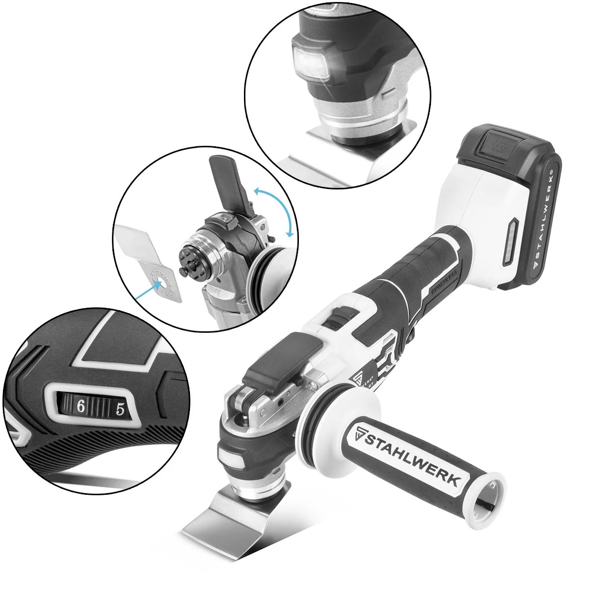 STAHLWERK Brushless Akku Set | Handkreissäge AKS-20 ST | Oszillierendes Multifunktionswerkzeug OMTB-20 ST | Säbelsäge BRS-20 ST | Bohrschrauber ABS-18 ST - Image 8