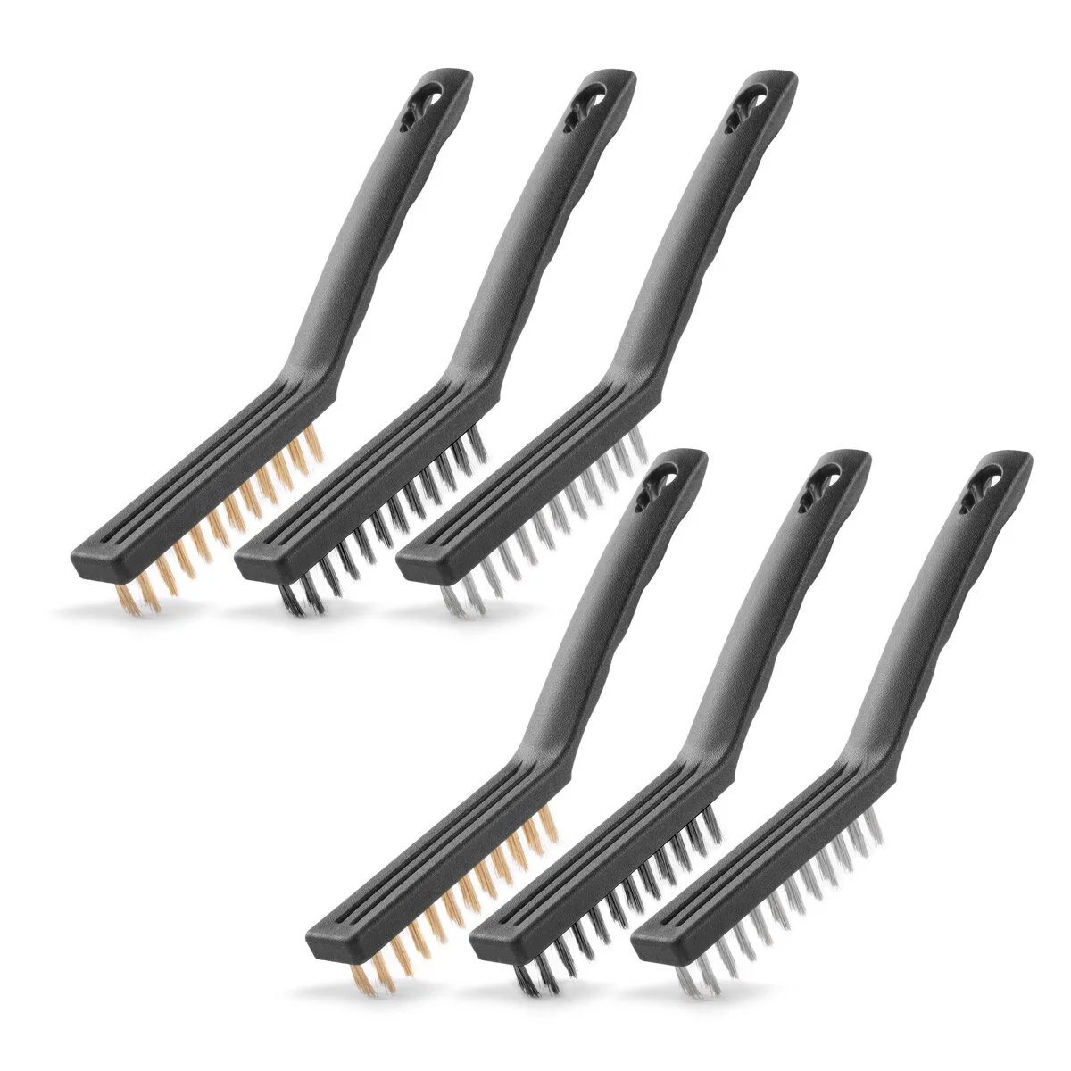 STAHLWERK Drahtbürsten Set 220 mm (9 Zoll) 6-teiliger Bürstensatz aus Messingbürste, Stahlbürste und Nylonbürste zum effektiven Reinigen von Oberflächen - Image 5