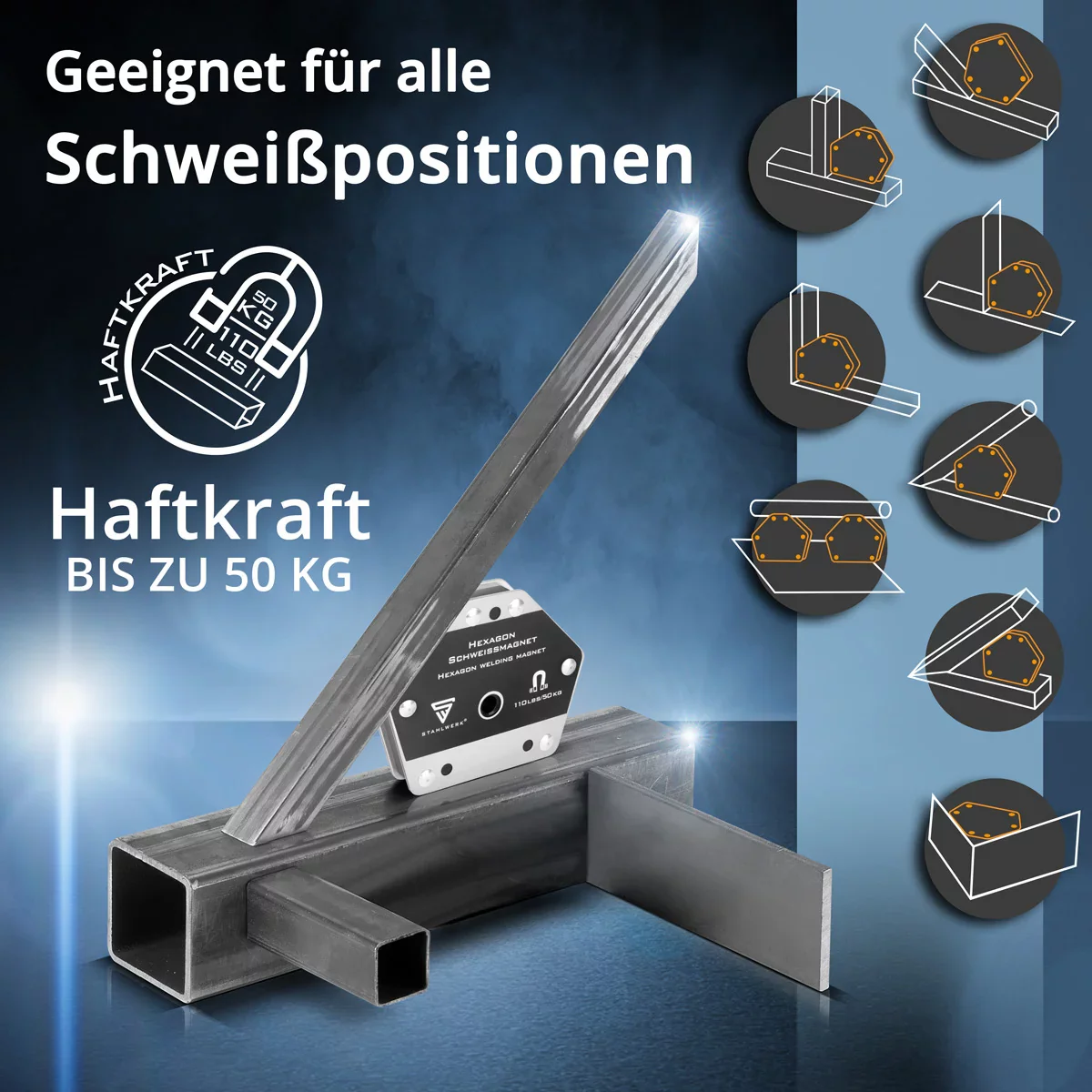 STAHLWERK Hexagon Schweißmagnet 2er Set | Leistungsstarker Magnet für vielseitige Anwendungen mit 50 kg Haftkraft - Image 6