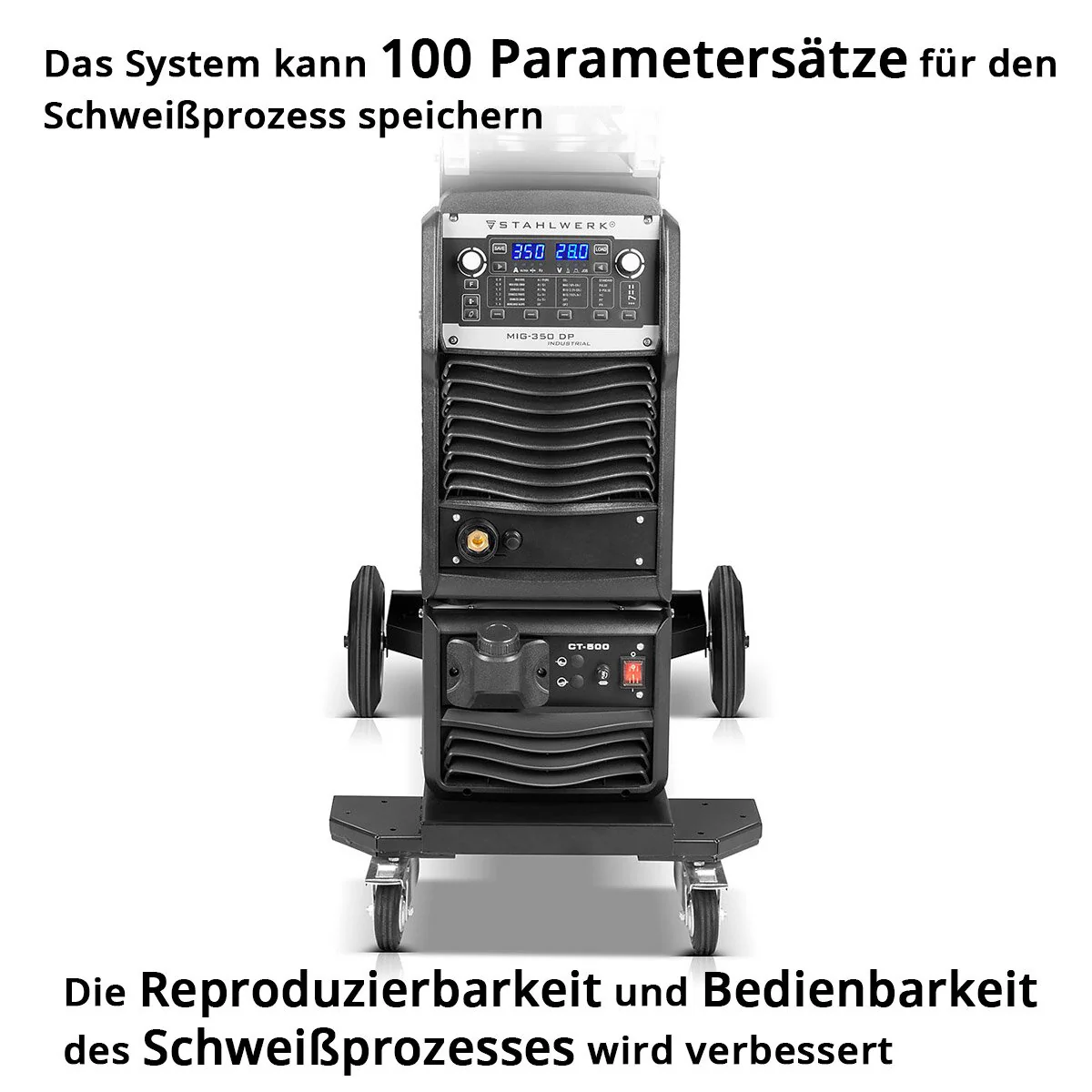 STAHLWERK Industrie-Schweißgerät MIG MAG 350 DP Vollausstattung Vollsynergischer, wassergekühlter IGBT Inverter mit 350 A und Spot-Funktion, MIG MAG Schweißanlage mit Puls | Doppelpuls | High-Speed Puls - Image 11