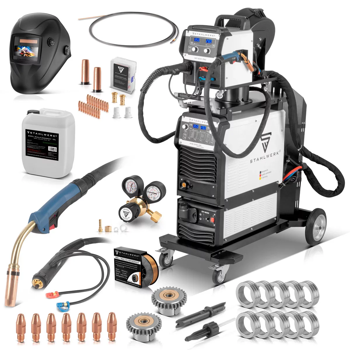 STAHLWERK Industrie-Schweißgerät MIG MAG 350 DP Vollausstattung Vollsynergischer, wassergekühlter IGBT Inverter mit 350 A und Spot-Funktion, MIG MAG Schweißanlage mit Puls | Doppelpuls | High-Speed Puls - Image 3