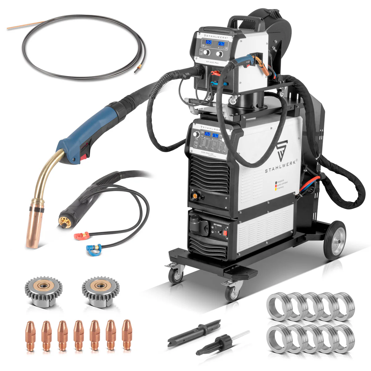 STAHLWERK Industrie-Schweißgerät MIG MAG 350 DP Vollsynergischer, wassergekühlter IGBT Inverter mit 350 A und Spot-Funktion, MIG MAG Schweißanlage mit Puls | Doppelpuls | High-Speed Puls - Image 3