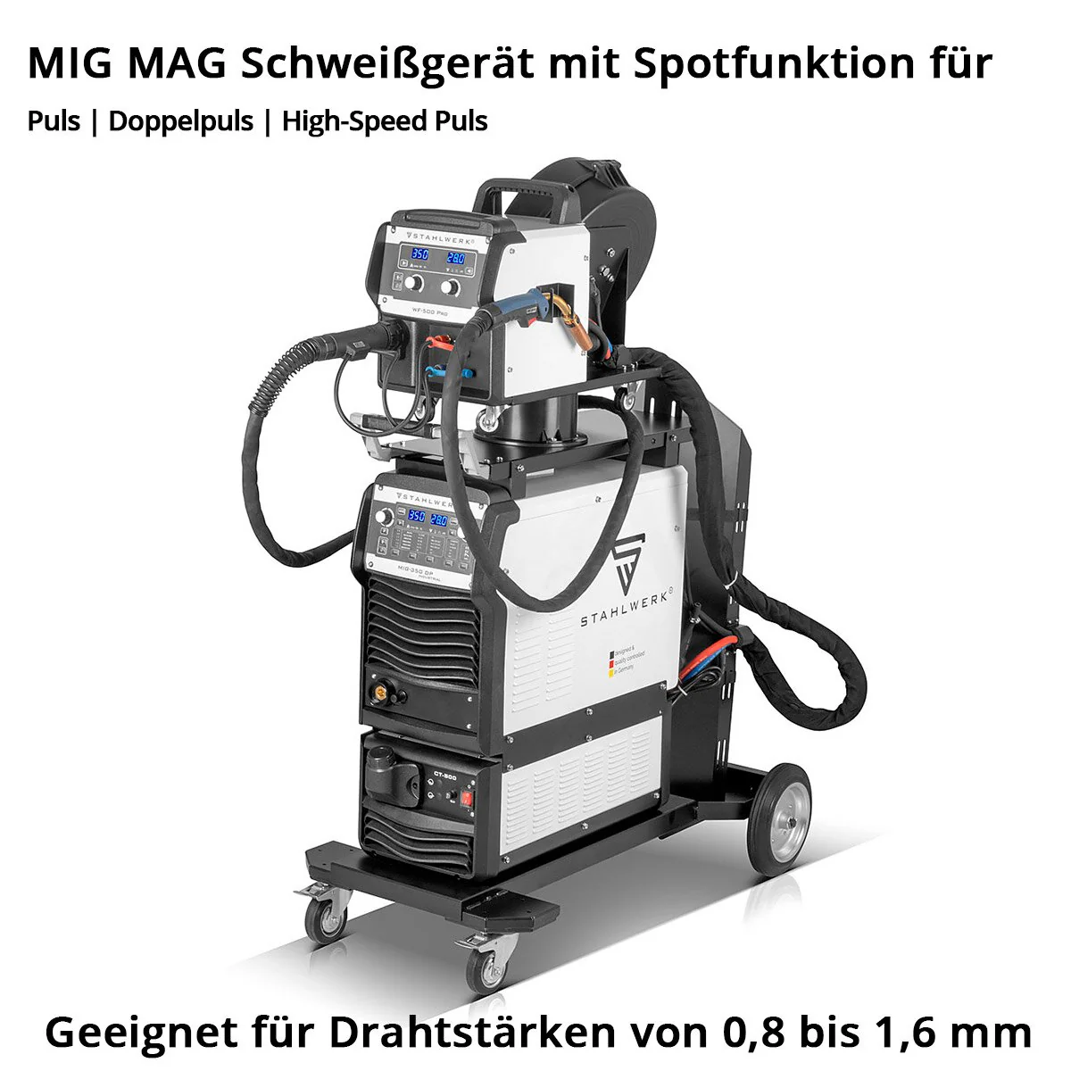 STAHLWERK Industrie-Schweißgerät MIG MAG 350 DP Vollsynergischer, wassergekühlter IGBT Inverter mit 350 A und Spot-Funktion, MIG MAG Schweißanlage mit Puls | Doppelpuls | High-Speed Puls - Image 6