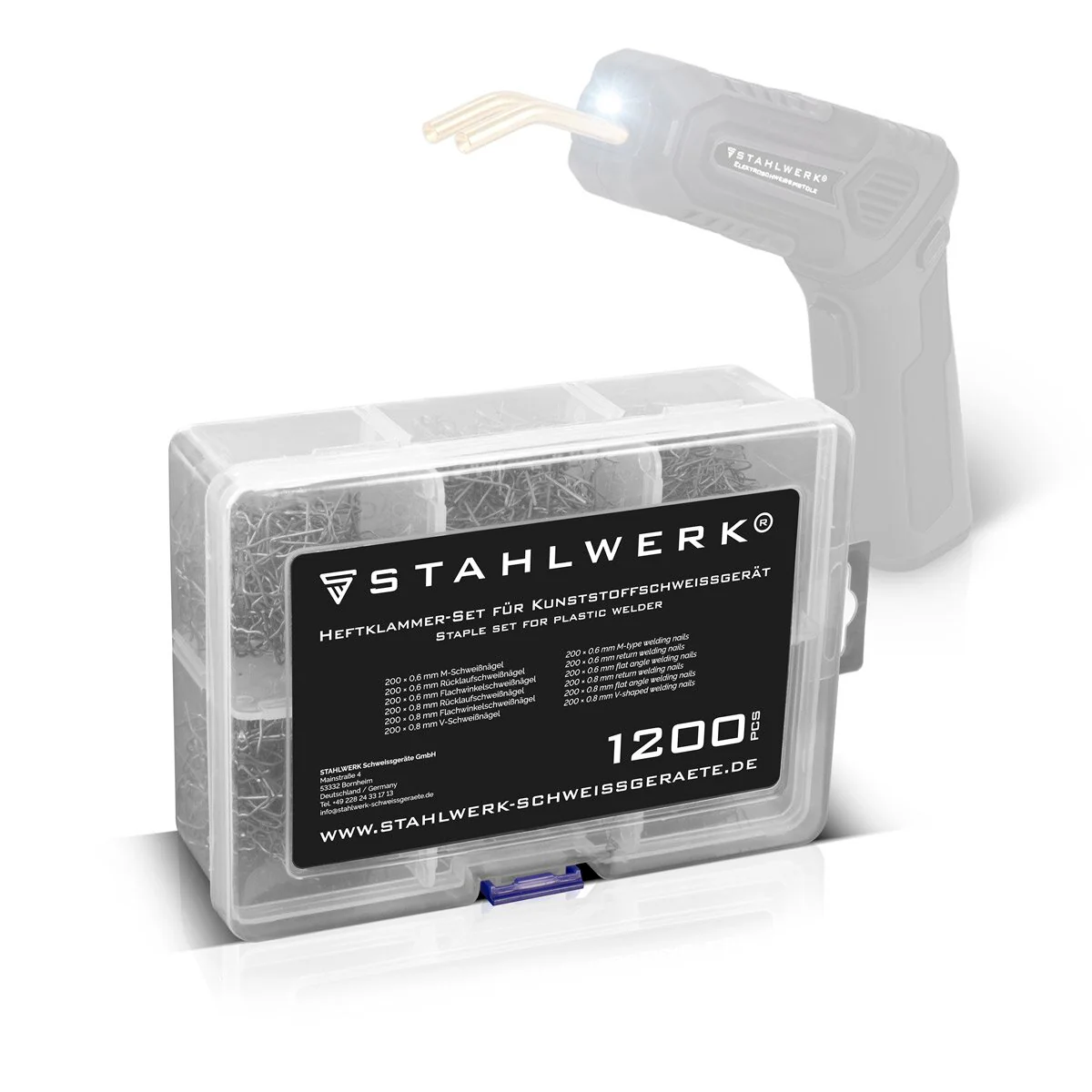 STAHLWERK Klammer Set für Kunststoff-Schweißgeräte 1.200 Heftklammern | Schweißnägel | Schweißklammern für Heißhefter zum Reparieren von für Stoßstangen und Plastik-Bauteilen - Image 8
