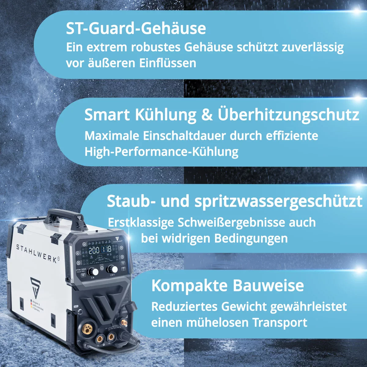 STAHLWERK Kombi-Schweißgerät CTM-250 Puls Pro 6-in-1 Schutzgas-Schweißgerät 200 A | Puls-Funktion | Synergischer Drahtvorschub | Integrierter 45 A Plasmaschneider CUT| WIG | MIG MAG | PULS | MMA| FLUX - Image 5