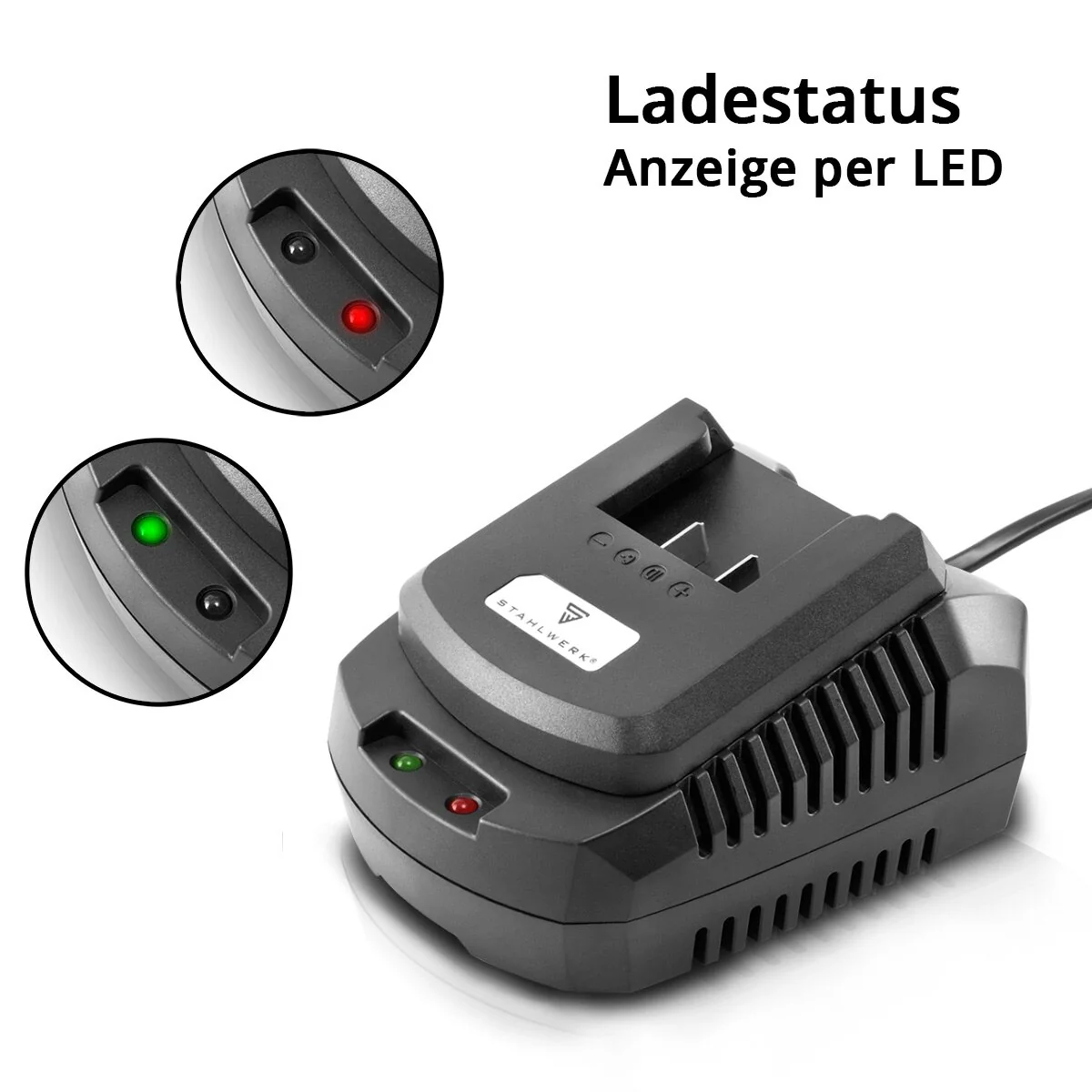 STAHLWERK Ladegerät BC-90 ST Akku Schnellladegerät | Charger mit 3 A Ladestrom und LED-Anzeige für 18 V | 20 V Li-Ion Akkus von Akkuschraubern, Akkubohrern, Akkuwinkelschleifern, Akkusägen - Image 5