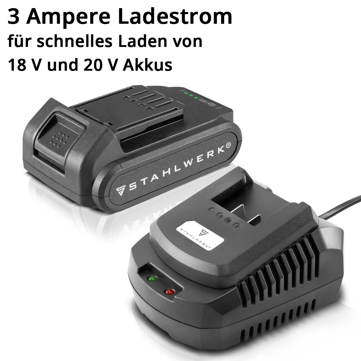STAHLWERK Ladegerät BC-90 ST Akku Schnellladegerät | Charger mit 3 A Ladestrom und LED-Anzeige für 18 V | 20 V Li-Ion Akkus von Akkuschraubern, Akkubohrern, Akkuwinkelschleifern, Akkusägen - Image 6