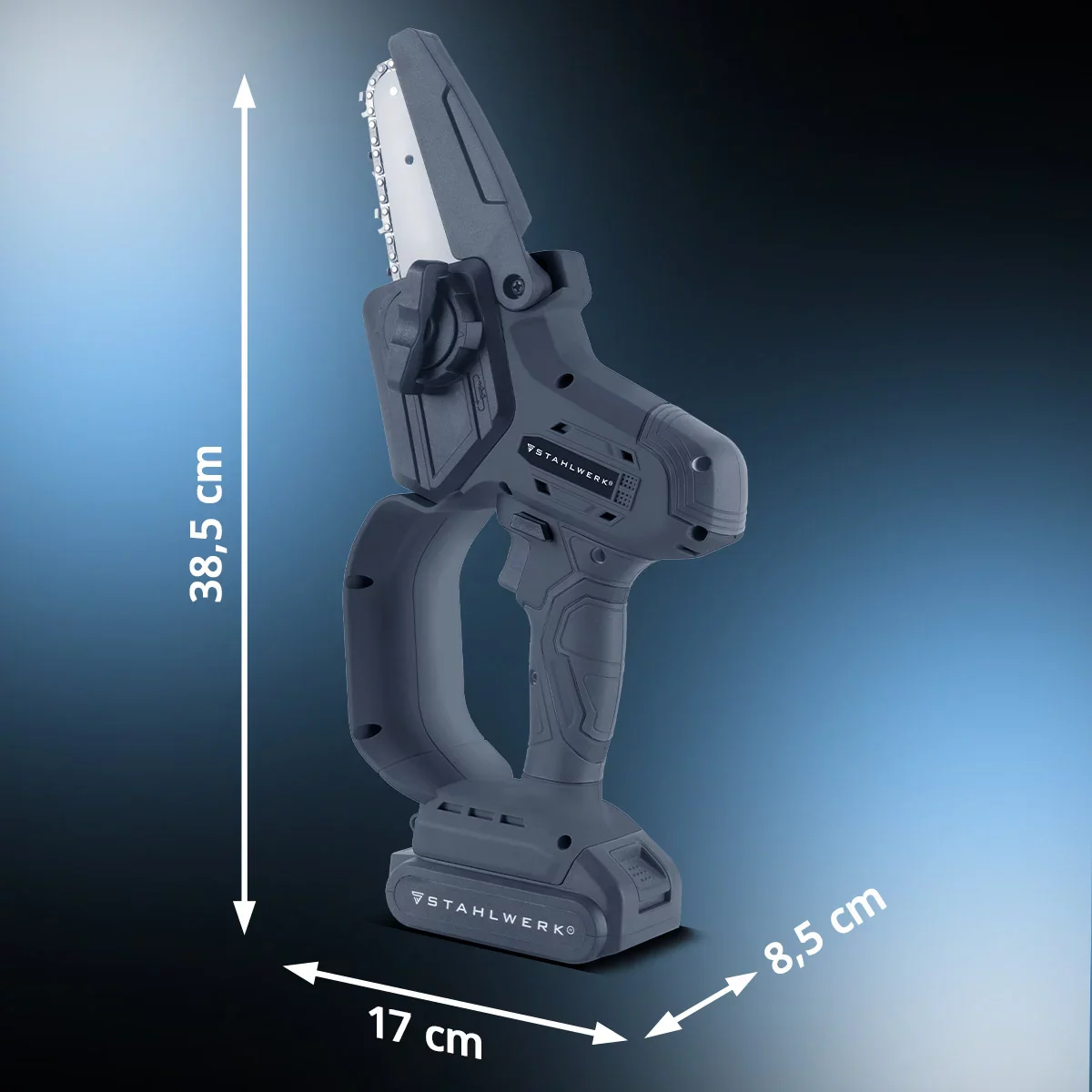 STAHLWERK Mini-Akku-Kettensäge MAK-20 ST mit 2000 mAh Akku | Leistungsstarke Handkettensäge zum Schneiden von Holz aller Art | Elektrische Motorsäge mit Brushless-Technologie | Kompakte Akku-Säge - Image 8