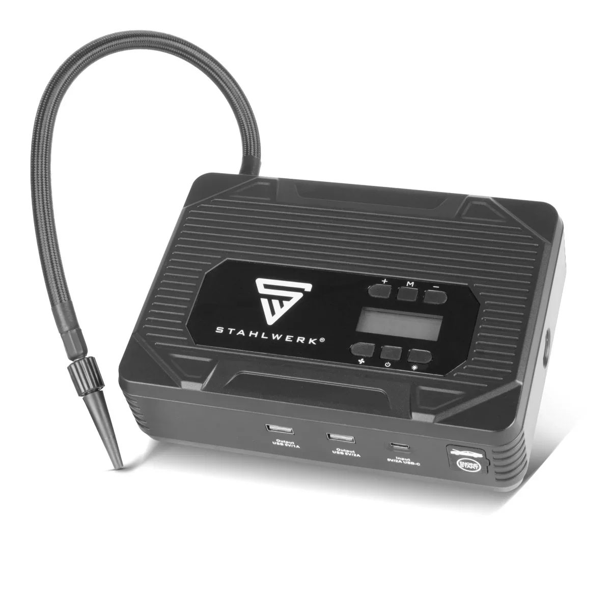 STAHLWERK PB-1400 ST | Powerbank Starthilfe 400 A, 14.000 mAh | Für Benzin- und Dieselmotoren | Mobiler Kompressor mit 3,5 bar Arbeitsdruck und LED-Leuchte | USB-Ladegerät und Starthilfe in einem - Image 10