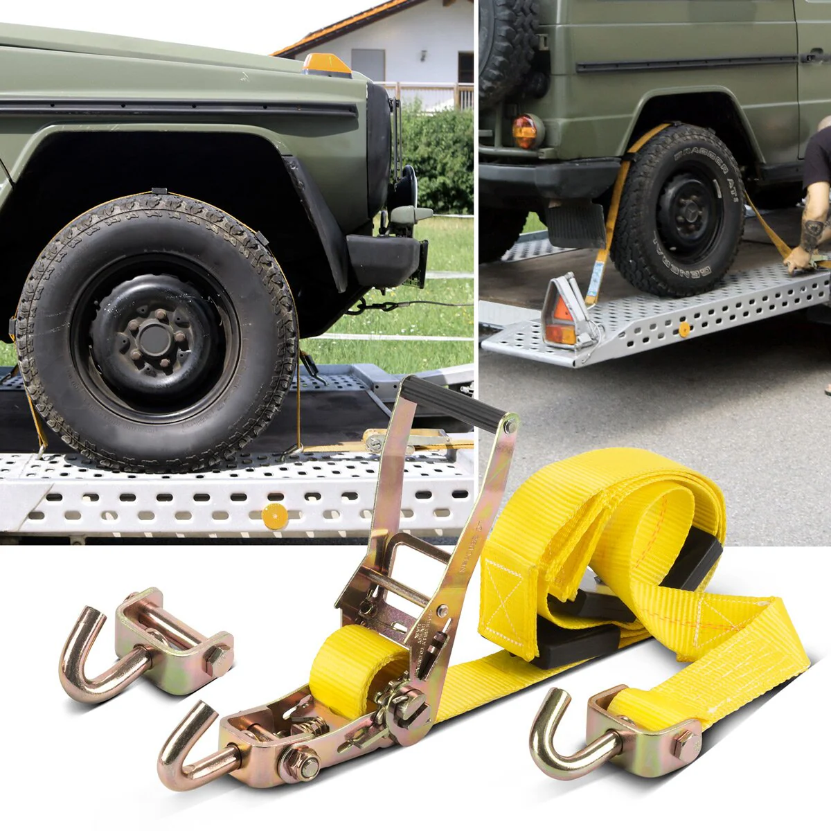 STAHLWERK Radsicherung TRS-50 ST 3 m x 50 mm 2.250 kg Reifen-Ratschengurt | Spanngurt | Zurrgurt | Transportgurt | Reifengurt | Kfz Radspanngurt mit Ratschen-Funktion für den Autotransport - Image 13