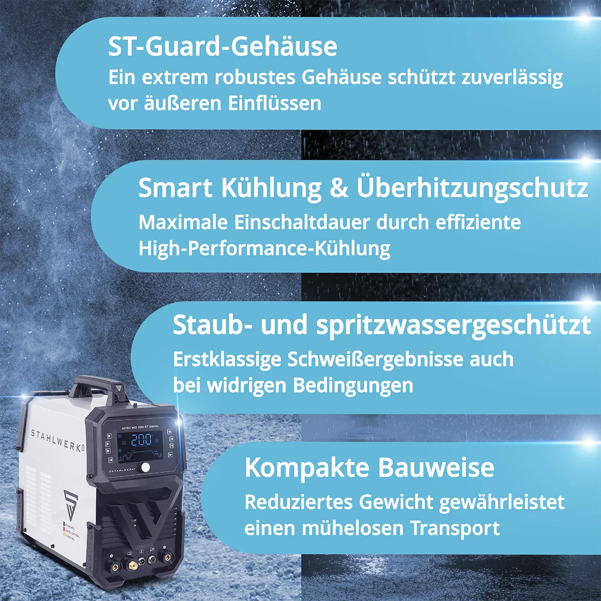 STAHLWERK Schweißgerät AC/DC WIG 200 ST Digital 2026 Vollausstattung | Kombi-Schweißgerät | Kombi-Schweißanlage | Alu-geeigneter WIG MMA Inverter mit 200 A und integrierter Clean-Funktion - Image 7