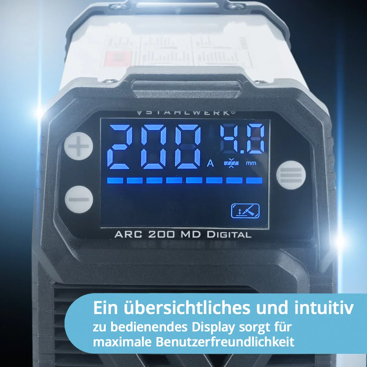 STAHLWERK Schweißgerät ARC 200 MD Digital - DC MMA | E-Hand | Lift-TIG Inverter mit 200 Ampere, Digital-Display, IGBT Technologie und Single-Board - Image 4