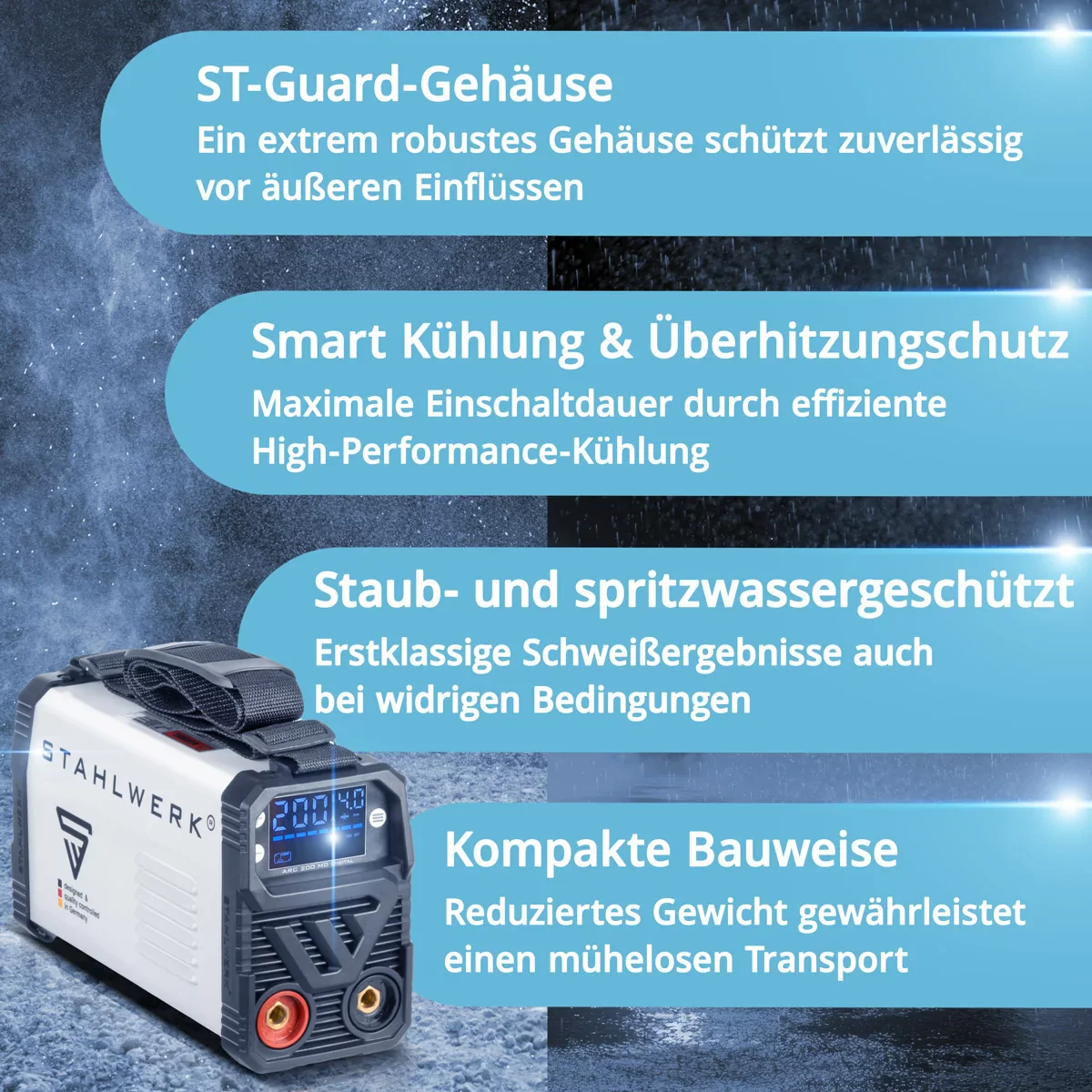 STAHLWERK Schweißgerät ARC 200 MD Digital - DC MMA | E-Hand | Lift-TIG Inverter mit 200 Ampere, Digital-Display, IGBT Technologie und Single-Board - Image 7