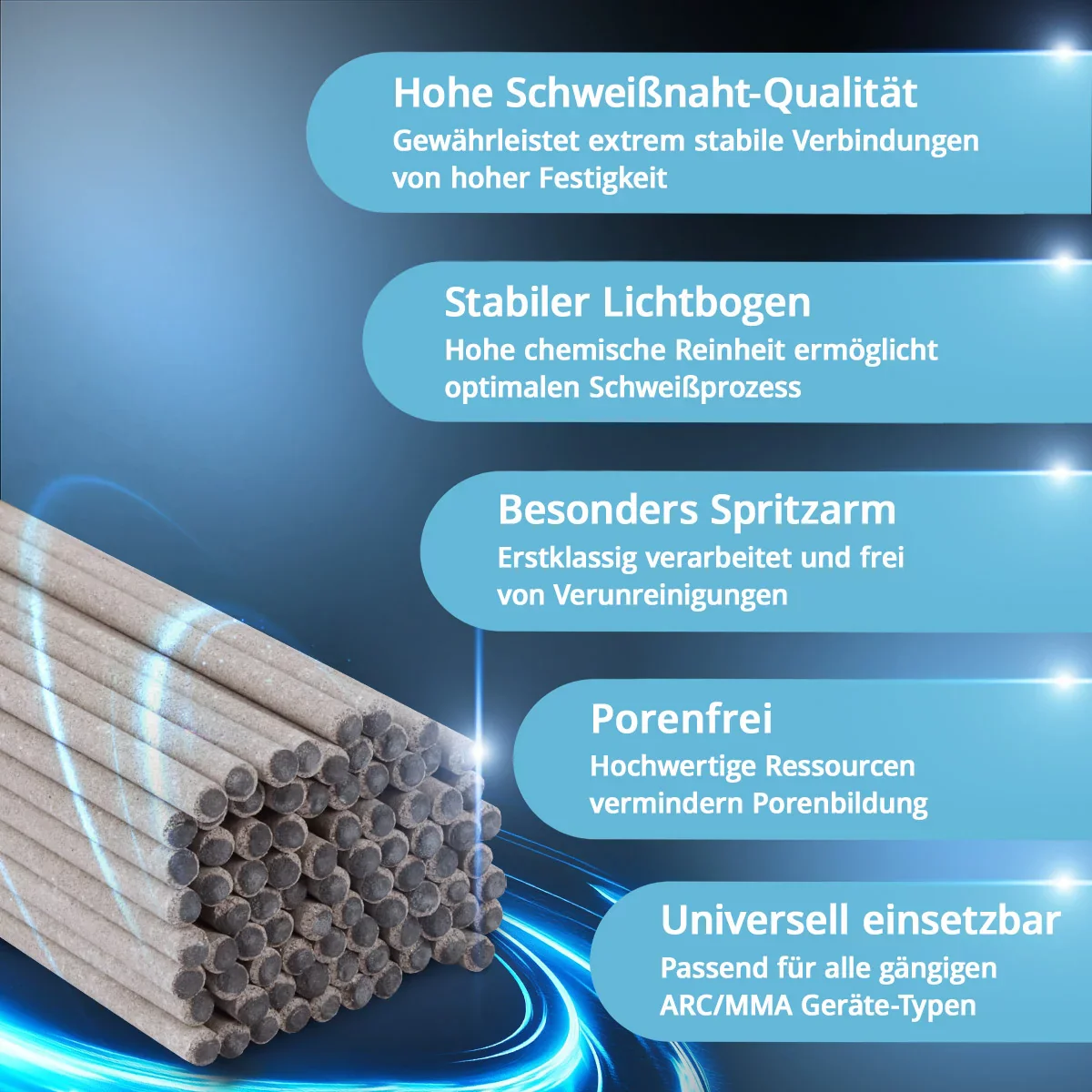 STAHLWERK Stabelektroden-Set mit wasserdichter Aufbewahrungsbox | Schweißstäbe AWS E6013 RR im Elektrodenköcher | 60 Elektroden Vorteilspack | 2,0 x 300 mm | 2,5 x 350 mm | 3,2 x 350 mm - Image 4