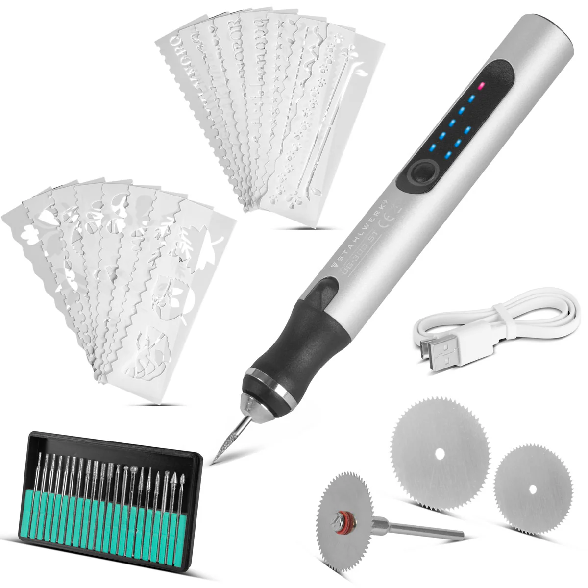 STAHLWERK USB-Gravierstift UG-300 ST mit 8 W Akku-Gravierer | Gravurstift | Graviergerät | Gravurgerät | Fräser | Gravurwerkzeug mit 3 Gängen und bis zu 18.000 U/min für präzise Graveurarbeiten - Image 3